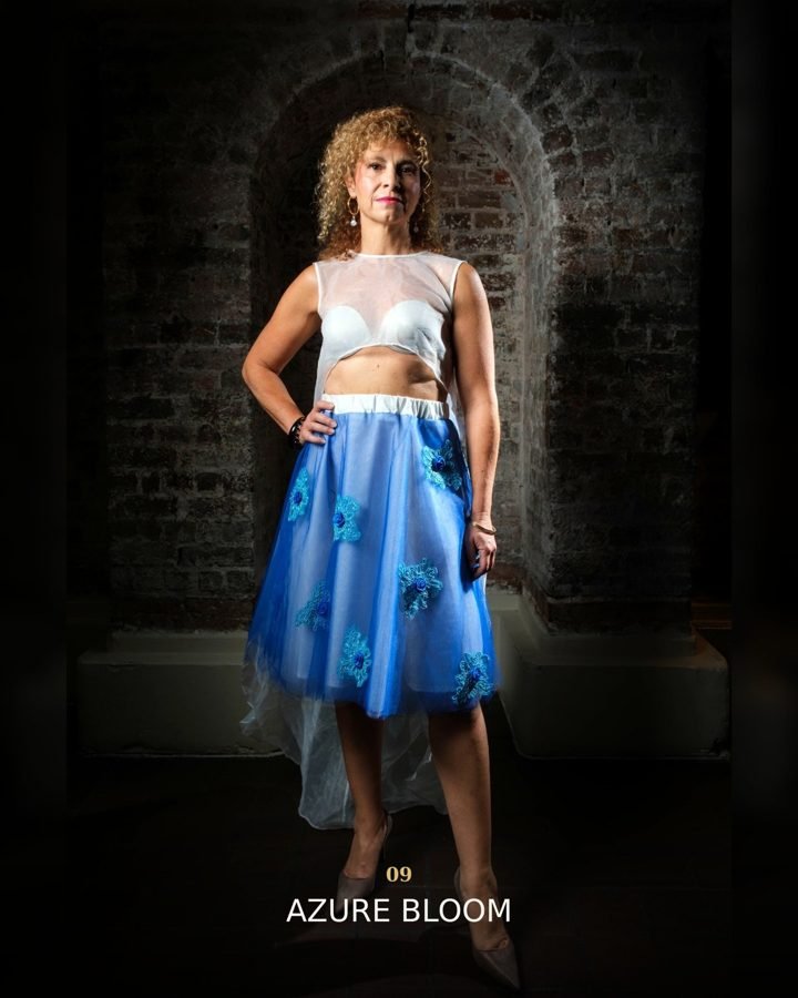 Silhouette AUREM 09, AZURE BLOOM, bijou et transformation textile.