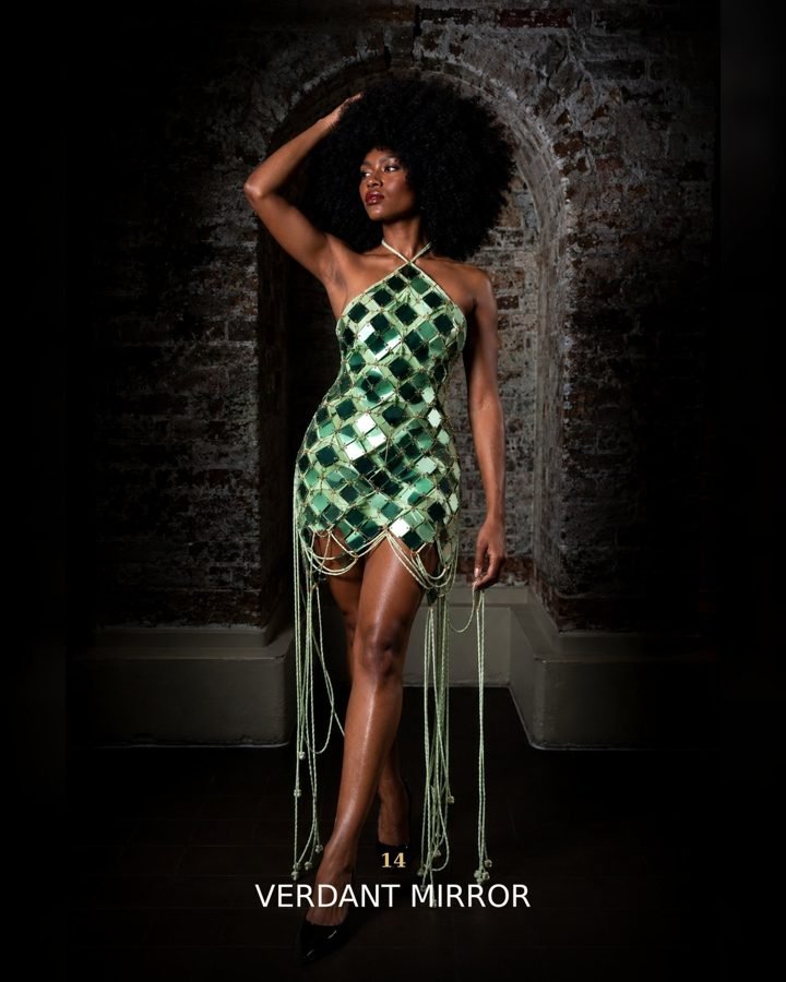 Silhouette AUREM 14, VERDANT MIRROR, bijou et transformation textile.
