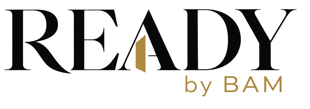 Logo READY by BAM en noir et or.